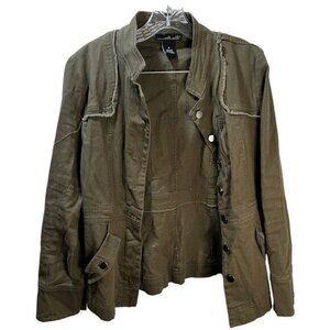 Raw Hem Utility Button-Down Jacket‎ Medium by Willi Smith